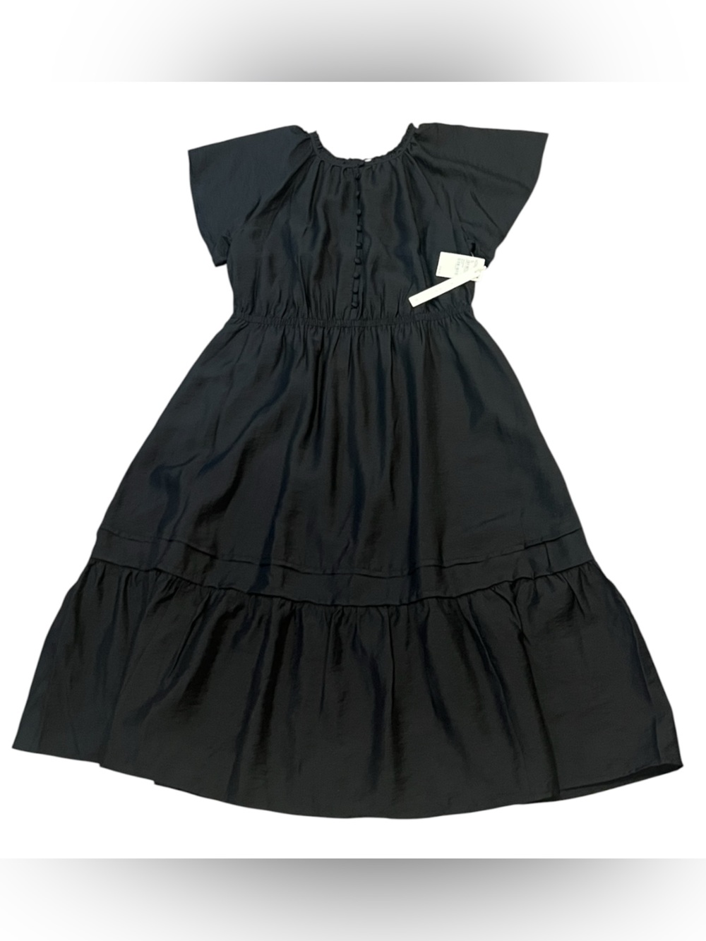 New Caslon Nordstrom Black Wide Sleeve Button Front Long Midi Dress XL - Picture 4 of 14